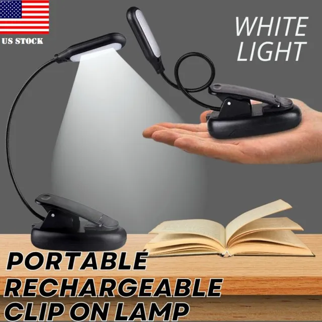Small USB Rechargeable LED Reading Book Light W/ Flexible Clip Desk Table Lamp