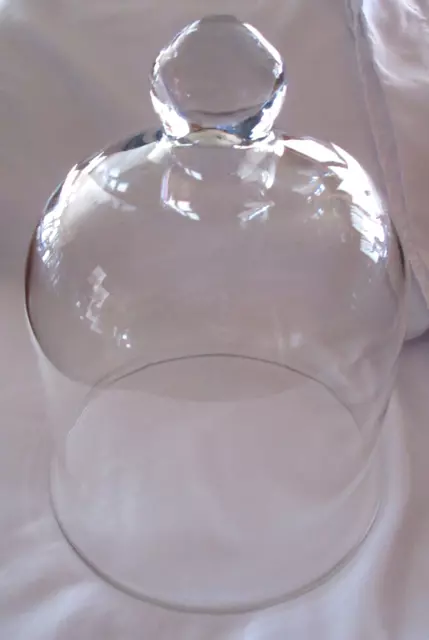 Barro de campana de vidrio transparente pesado de colección hecho a mano con cúpula campana perno 9,75" Usado en excelente estado