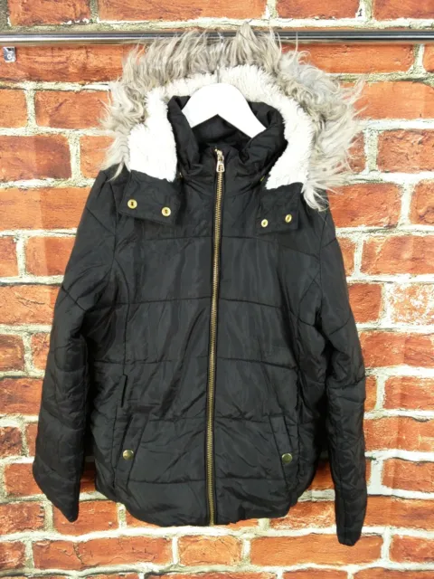 Girls Age 10-11 Years 146Cm H&M Black Puffer Jacket Coat Hooded School