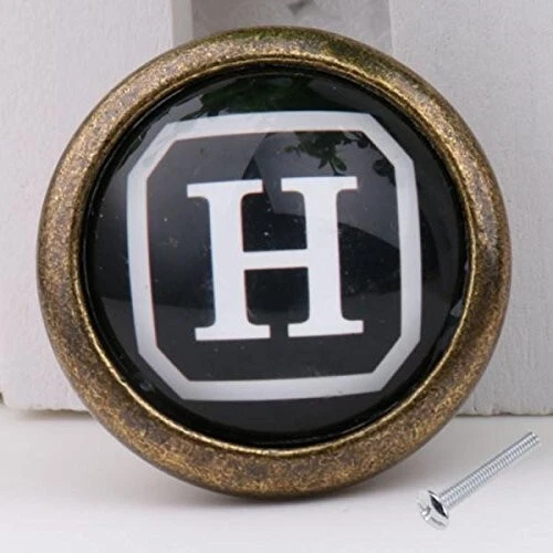 Vintage Bouton Porte Placard Tiroir Placard Commode Poignée 35mm Lettre H