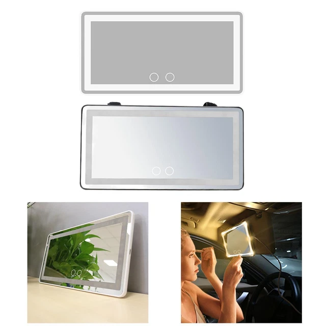 Miroir De Maquillage Pour Voiture Auto-adhésif MoreChioce - Fixation Sur Pare-soleil Ou Siège - Verre HD, ABS, 170x110 Mm