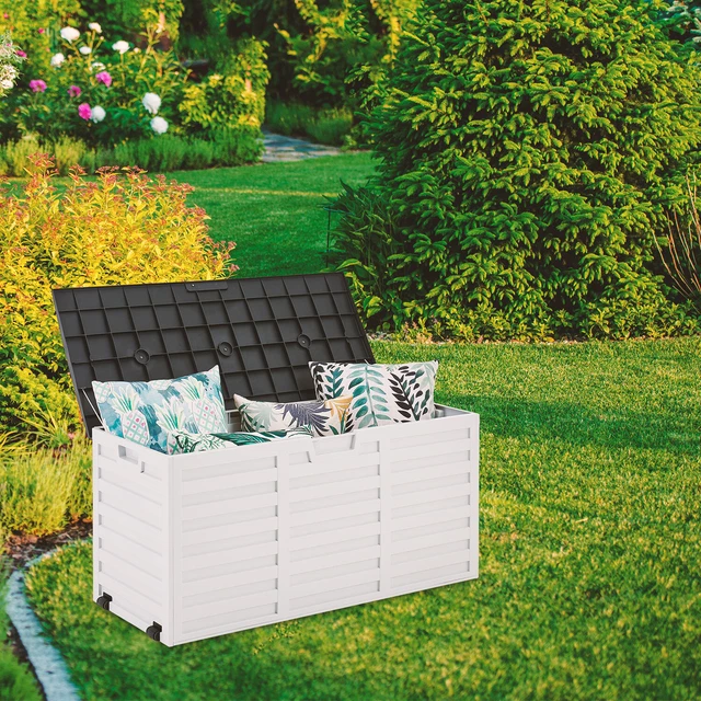 OUTDOOR GARTEN AUFBEWAHRUNG Kunststoff Box Truhe Werkzeuge Kissen