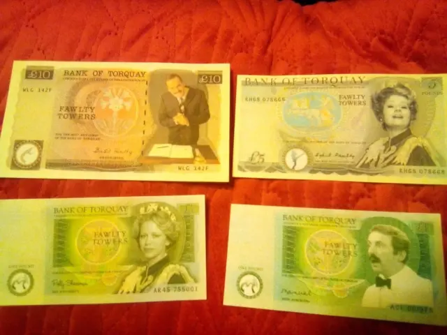 Banknotes Funny Money: Fawlty Towers Set Basil. Sibyl, Polly & Manuel notes VF