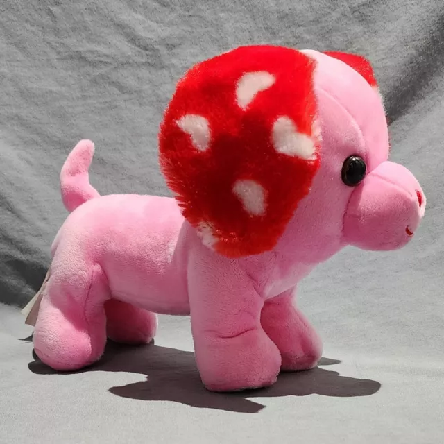 Build a Bear Workshop Hearts Fur You Puppy Dog Dachshund Plush Pink White 8"