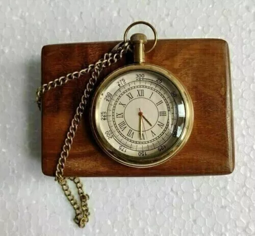 VINTAGE BRASS POCKET Watch With Wooden Box Nautical Maritime Royal Clock  Antique £36.64 - PicClick UK