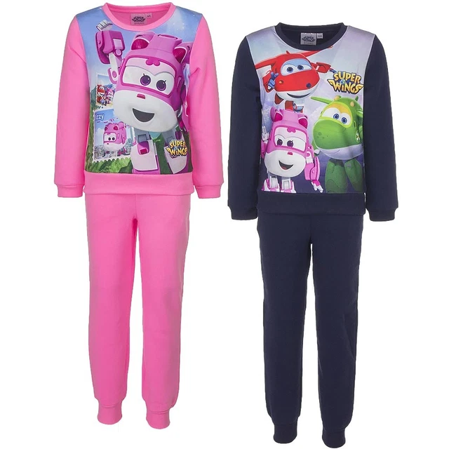 Nuovo Bambini Tuta da Jogging Sportiva Ragazza Super Wings Nero Rosa 98-116 #58