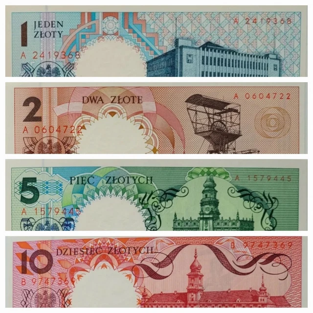 POLEN Set 9 Banknoten 1990 UNC Gedenkstadt Polen in schönem Album SELTEN 3