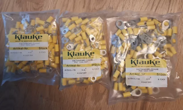 Ringkabelschuhe 4 - 6 mm2 M 4 , M 5 , M 8 Isoliert Klauke OVP Kabelschuhe 300 St