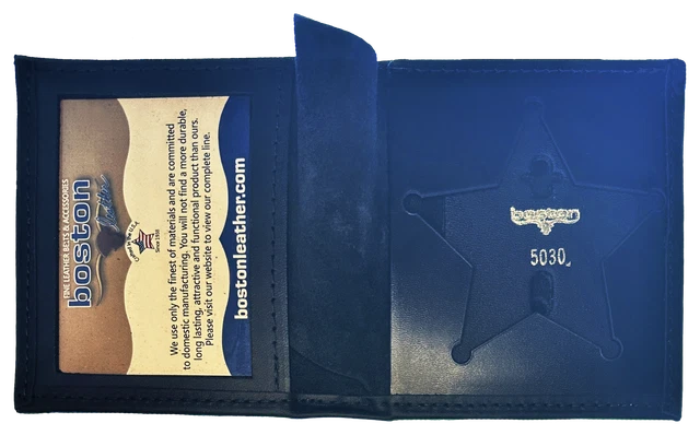 BOSTON LEATHER BOOK STYLE BADGE WALLET: 5 Point Star Cutout (150-S-5030)