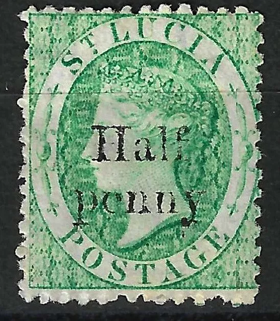 ST. LUCIA SG9 1863 1/2d on 6d Emerald Green, Mounted Mint