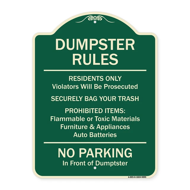 Designer Series Residents Only Violators Prosecuted Bag Your Trash No Parking