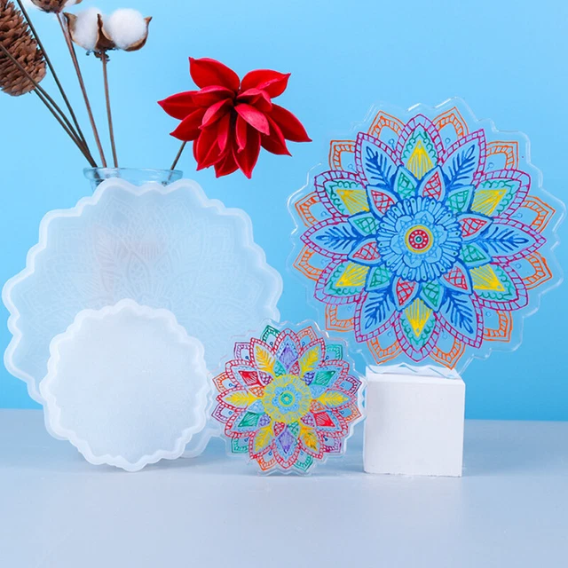 Moldes de bandeja de mandala para resina montaña rusa brillante molde de silicona para resina epoxi y