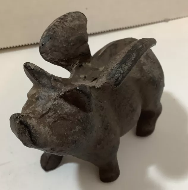 Cast Iron Flying Pig When Pigs Fly Paper Weight Art Deco Animal