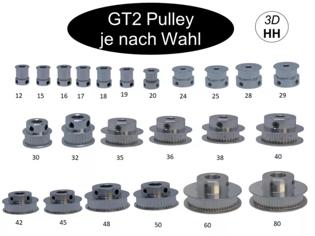 10mm Breite GT2 Pulley Zahnrad Ritzel ver. Zähne und ver. Ø. GT-2 SOFORTVERSAND