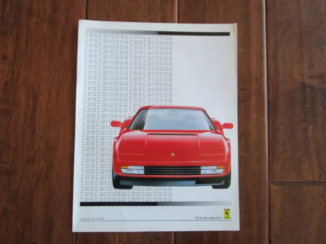 Original Ferrari Testarossa Brochure Flyer 1/89 OEM Pocher