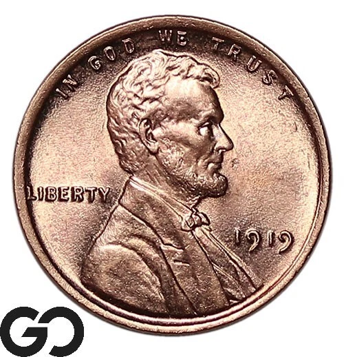 1919 Lincoln Cent Wheat Penny, Red, Solid Gem BU++ RD ** Free Shipping!