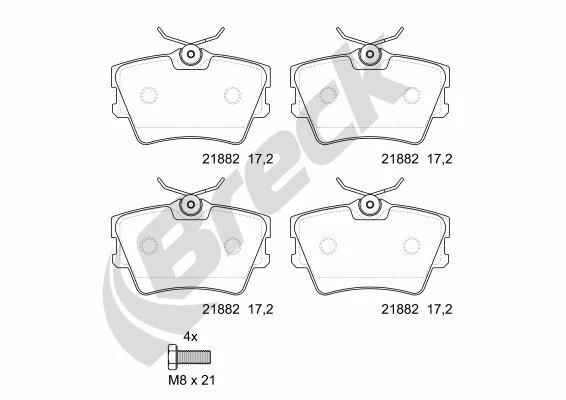 Breck 218820070400 set pastiglie freno freno a disco per VW 90-03