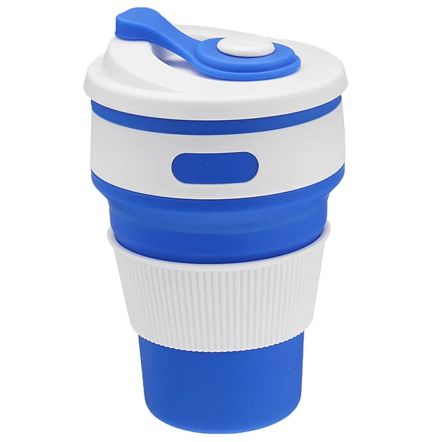 COLLAPSIBLE LEAK PROOF Silicone Mug Reusable Coffee Cup Travel Foldable EUR 10,65 PicClick FR