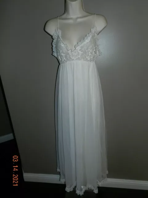 VTG M PRINCESS FRILLY Sheer Chiffon Nightgown Gown White Lace Tosca ...