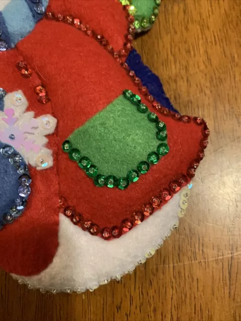 Complete Design Works Felt Christmas Stocking  "Snowflake Snowman” Hand Stitched 2