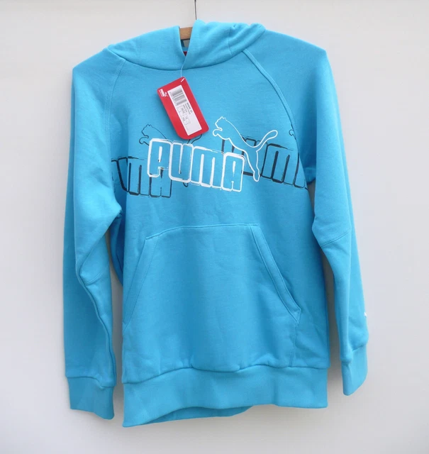 Puma Kinder Sweatshirt Kapuzenpullover Hoodie Blau Pullover Fleece Jungen Gr 152