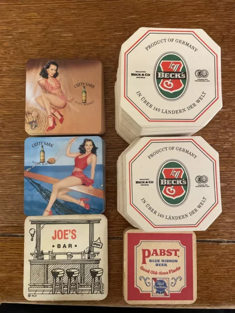 Lot Of 100+ Used Coasters Beer Bar Brewery Liquor Pub - Pabst, Beck’s Cutty Sark