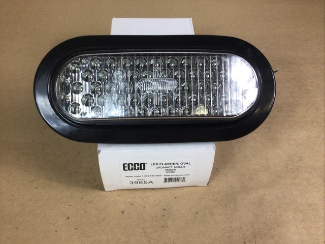 Ecco Grommet Mount Oval LED Flasher Light - 3965A  / AMBER 12/24VDC