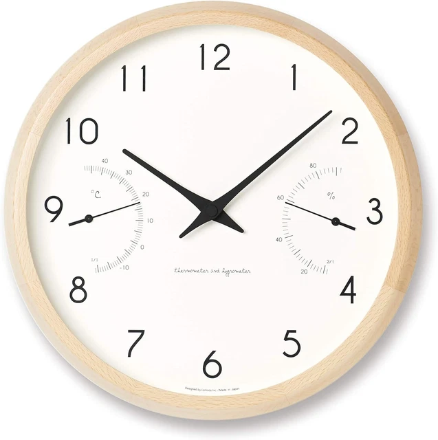 Horloge Murale Lemnos PIL23-05 - Ligne Lavabo - Bois Châtaignier - Naturel - 29.8 Cm
