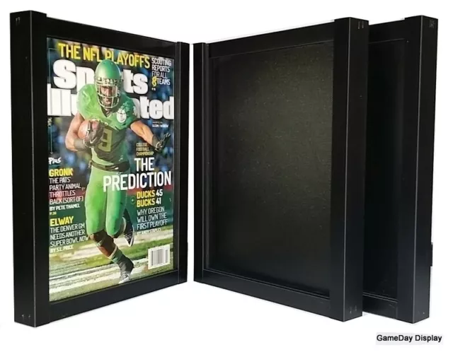 Magazine Sports Illustrated Display Frame Case Black Shadow Box Lot Of 3
