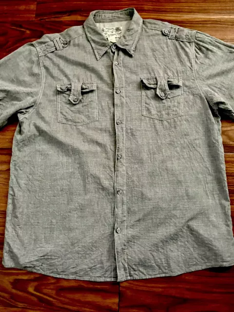 Pj Mark Military Inspired S/S Button Up Shirt Heather Gray Mens Size 3Xl 2