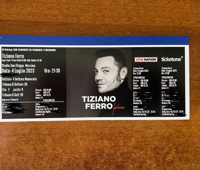 2 biglietti concerto Tiziano Ferro
