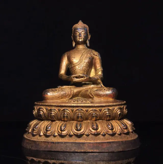 30CM Old Chinese Bronze Gilding Statue Buddha CK156