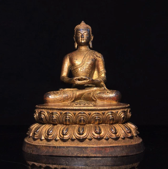 30CM Old Chinese Bronze Gilding Statue Buddha CK156