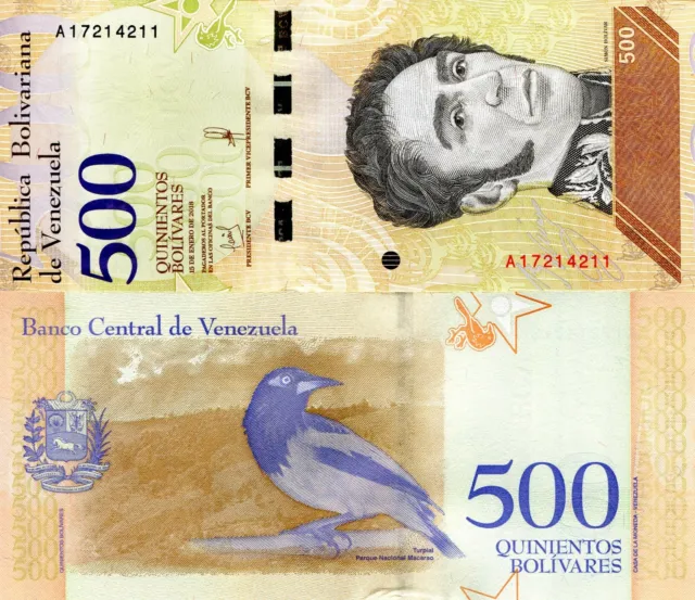 VENEZUELA 500 Bolivares Banknote World Paper Money Currency Pick p108 2018 Bird