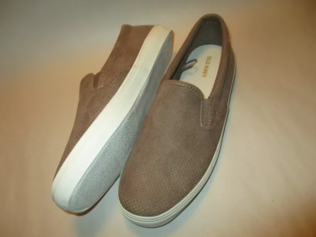 Old Navy Womens 9M Perforated Faux Suede Taupe Color Cushioned Slip on Sneakers 3