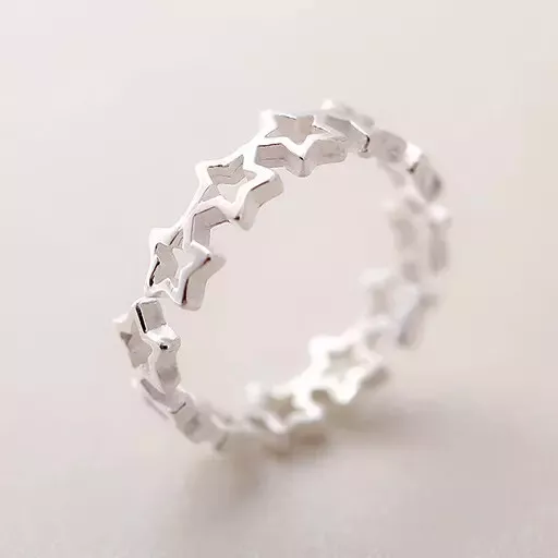 Damen Ring Sterne echt Sterling Silber 925 Größe verstellbar 40-50/