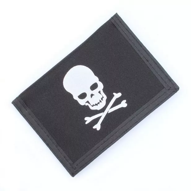 Boys Girls Kids Black and White Skull and Crossbones Tri Fold Wallet - Brand New