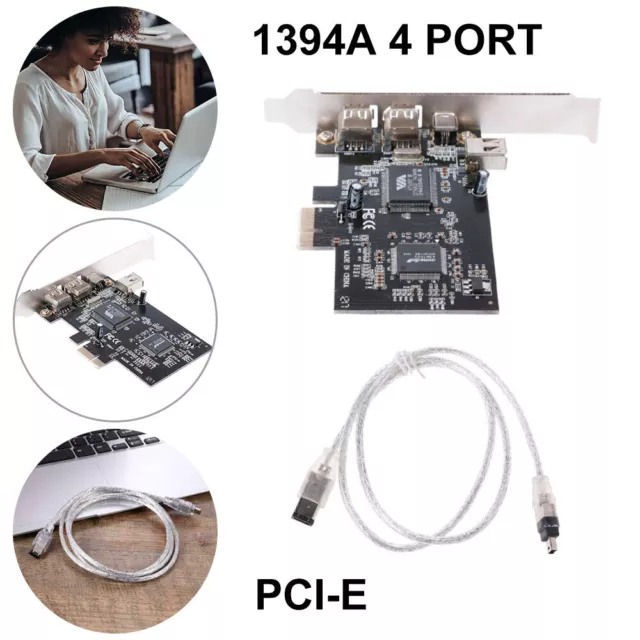 4 Port PCI-e 1X IEEE 1394A Firewires Card Adapter + 6-4 Pin Cable For Desktop PC