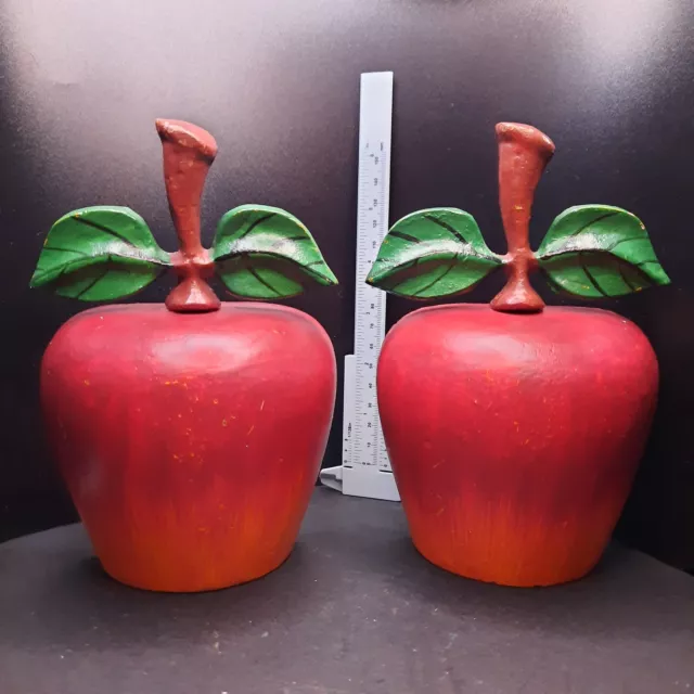 Vintage Cast Iron RED Apple Bookends or Door Stops