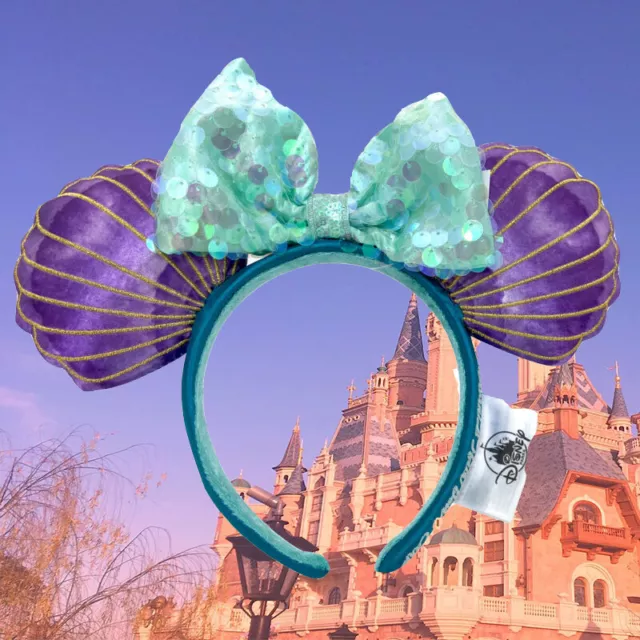 Disney-Parks Mermaid Ariel Purple Iridescent Princess Minnie Ears-Headband