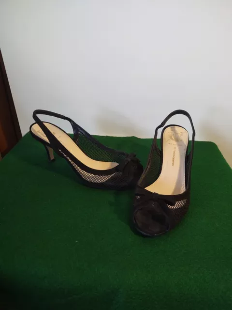 Vince Camuto Black Mesh/Suede Open Toe Sling Back Heels, Size 8,  #5424