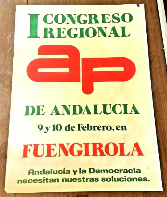 Vtg 1970s Alianza Popular People's Alliance Spanish Political Protest Poster