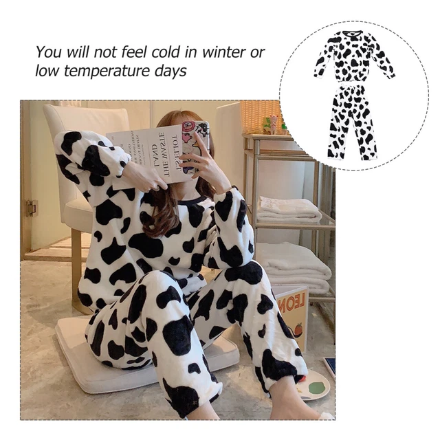 Loungewear donna camicie da notte in flanella mucca casa abbigliamento caricatura