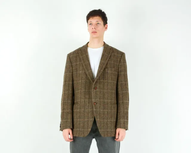 BARUTTI x HARRIS TWEED Blazer Men UK 50S US Wool Check Suit Jacket Coat 3XL VTG