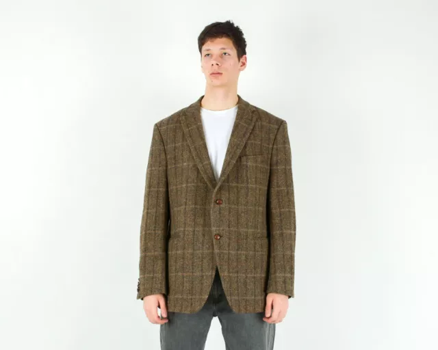 Barutti X Harris Tweed Blazer Hommes UK 50S US Laine Carreaux Suit Veste 3XL Vtg