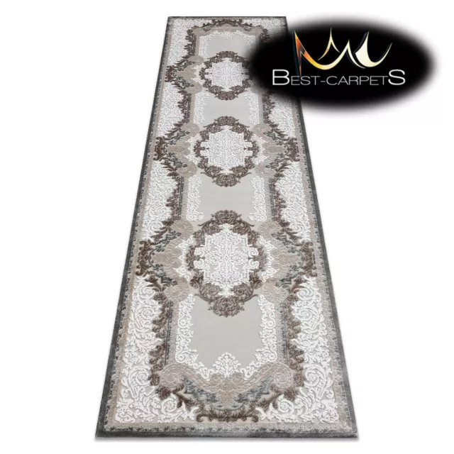 AMAZING exclusive ACRYLIC RUGS "VALS" Ornament GREY / IVORY Best Quality