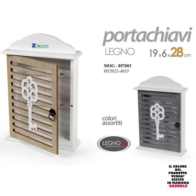 Portachiavi Da Parete In Legno Moderno - 20.3x5x25.5cm Blu Con Gancio Per Chiavi - Foto 4