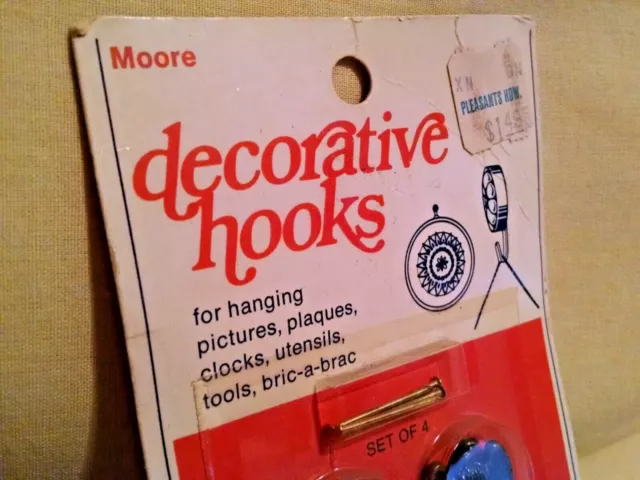 Eagle Hook Set 4 Vintage Nos Moore Metal Corp No 78 Usa Hardware Push Pin Co. 5