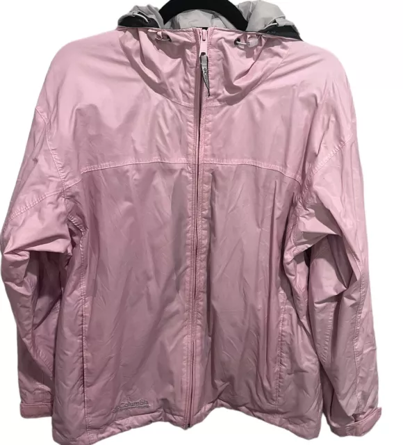 Columbia Womens Size Large Pink Hooded Zip Windbreaker Jacket Omni Tech Ski