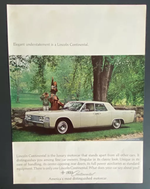 1965 Lincoln Continental Convertible Unique Vintage Original Print Ad
